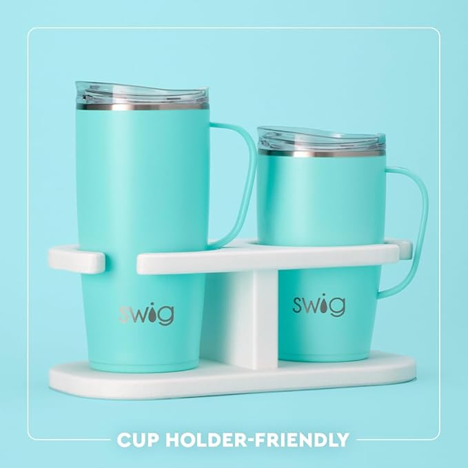 Swig Life 22oz Travel Mug, Insulated Tumbler with Handle and Lid, Travel Coffee Mug, Cup Holder Friendly, Stainless Steel 22 oz Tumbler, Reusable Insulated with Lid (Mystique)
