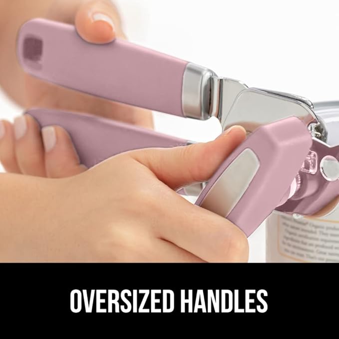 GORILLA GRIP Heavy Duty Stainless Steel Smooth Edge Manual Can Opener and Bottle Openers, Soft Comfortable Handle, Oversized Handheld Turn Knob, US Designed Multifunctional Kitchen Tool, Pink