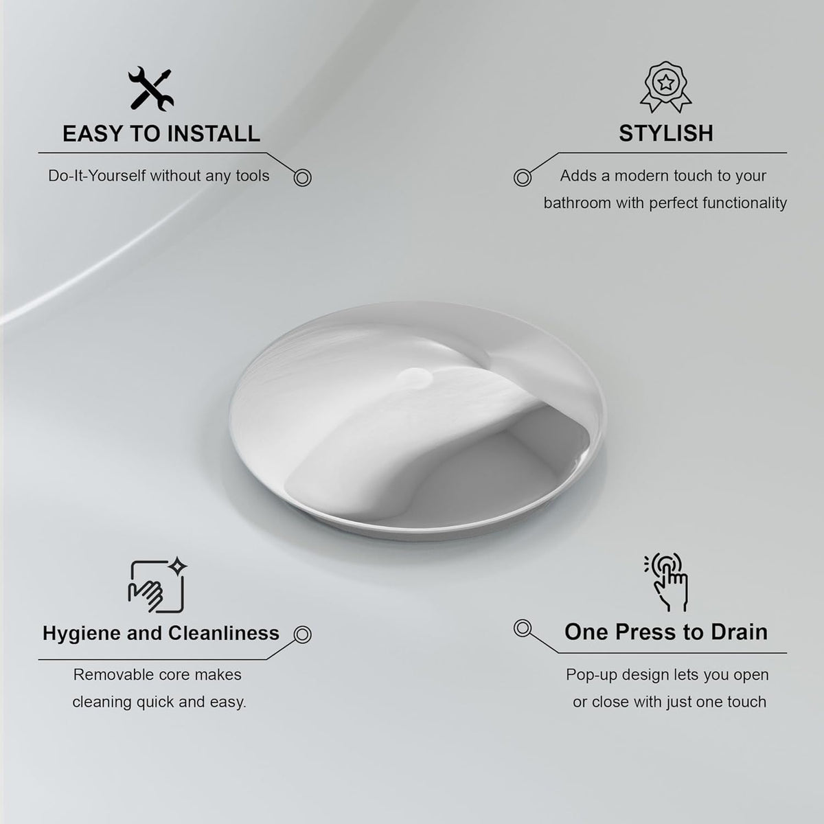 Dowell Pop Up Drain Stopper for Bathroom Vanity/Vessel Sink (Chrome 6011 0805)