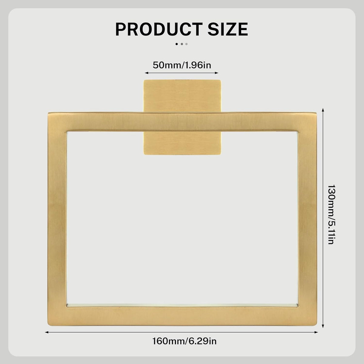 Brushed Gold Towel Ring,Square Hand Towel Holder,Towel Hanger, Bathroom Hardware Accessories,SUS 304 Stainless Steel Wall-Mounted