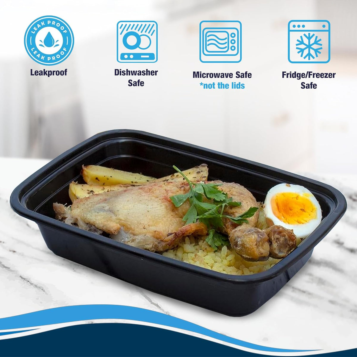 Ruthy's Outlet Meal Prep Containers W/Lids -Square Food Storage – BPA-Free| Stackable | Microwave | Freezer & Dishwasher Safe | Reusable Lunch Bento Box Portion Control & Planning (30 Pack, 32 oz)