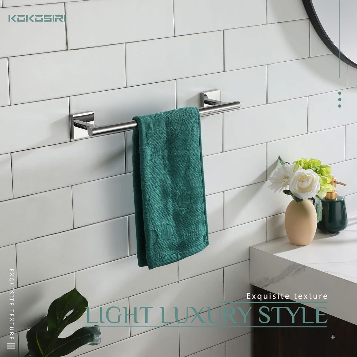 KOKOSIRI Hand Towel Bar 16 Inch Bathroom Towel Holder for Bath Kitchen Toilet Wall Mounted Chrome Stainless Steel B4005CH-L16