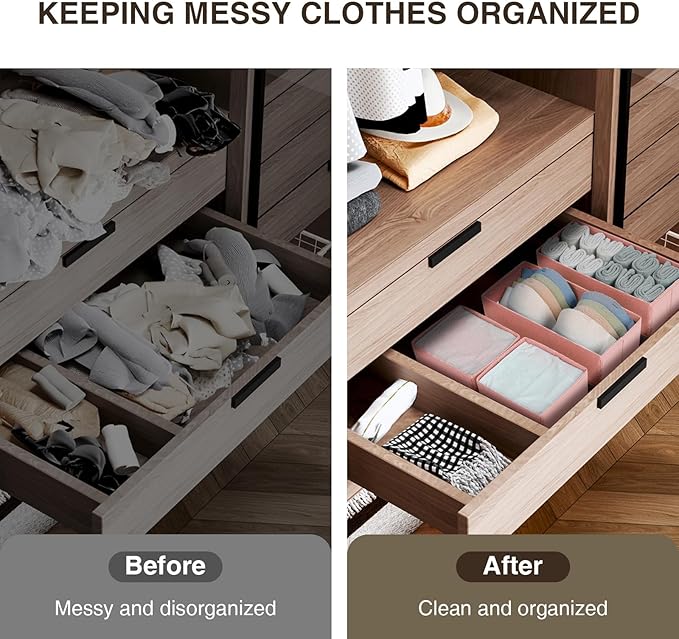 DIMJ Drawer Organizer Clothes 15 Pack - Foldable Dresser Organizer for Nursery, Bedroom, Closet - Pink Dividers for Baby Clothes, Underwear, Clothing, Sock, Belt, Tie