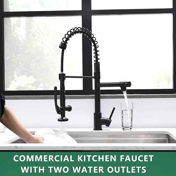Fapully Black Kitchen Faucet,Commercial Pull Down Kitchen Sink Faucet with Sprayer