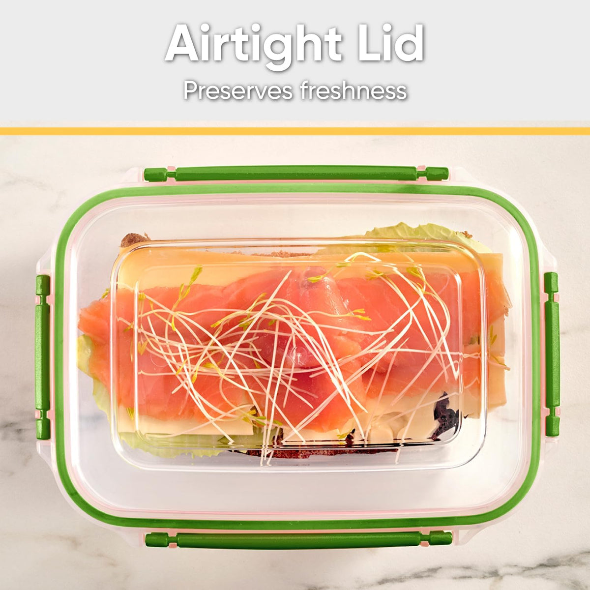 Superio Plastic Food Storage Containers with Airtight Lids, 4 Pack- 80 Oz, BPA Free, Leakproof, Stackable, Microwave, Dishwasher, Freezer Safe, Green