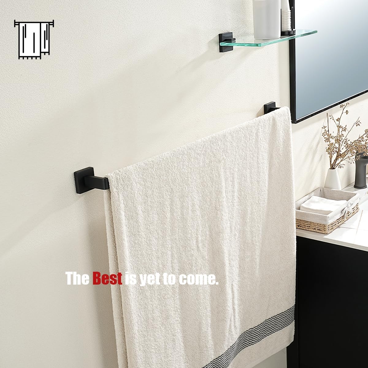 JQK Black Towel Bar, Rounded Edges 32.41 Inch Towel Rack, 304 Stainless Steel Bathroom Wall Mount, Useable Length 30 Inch, TB250L30-PB