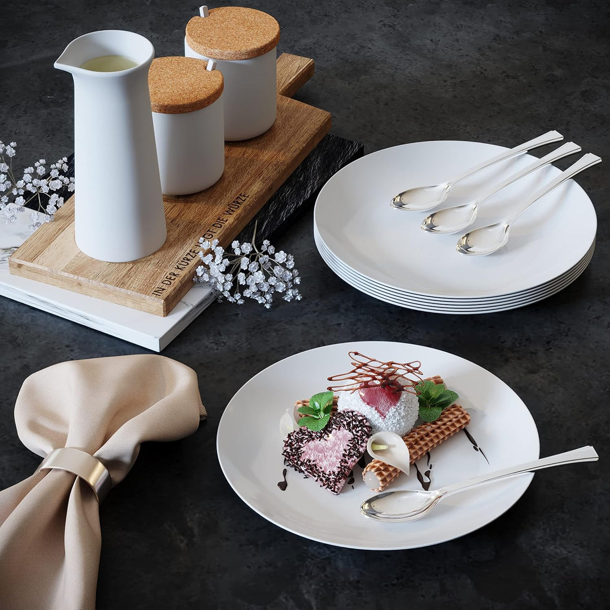 Mini Dessert Spoons - Bulk Pack of 200 Mini Silver Disposable Spoons - 4 Inch Plastic - Bpa Free - Food Safe
