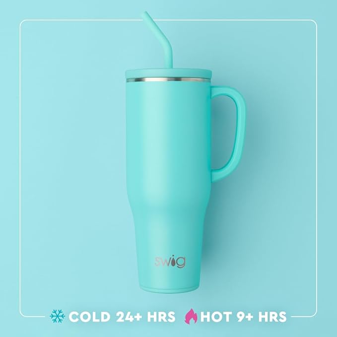 Swig Life 40oz Mega Mug, 40 oz Tumbler with Handle and Straw, Cup Holder Friendly, Dishwasher Safe, Lightweight Extra Large Insulated Tumbler, Nurse Gifts for Women (Scrub Life)