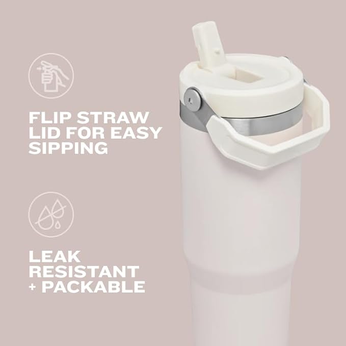 Stanley IceFlow Flip Straw Tumbler with Handle 30 oz | Twist On Lid and Flip Up Straw | Leak Resistant Water Bottle | Insulated Stainless Steel |BPA-Free | Tigerlily Plum