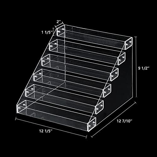 PMMASTO Tiered Spice Rack, Seasoning Organizer, Clear Acrylic Vertical Shelves Can Organizer for Countertop, Cabinet, Pantry, Kitchen Organization and Storage - 6 Tier
