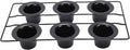 Aramox 6 Cup Popover Pan for Baking, Non Stick Carbon Steel, Deep Tapered Cups with Wire Rack, 22.5x40.5x5.5cm/8.9x15.9x2.2in