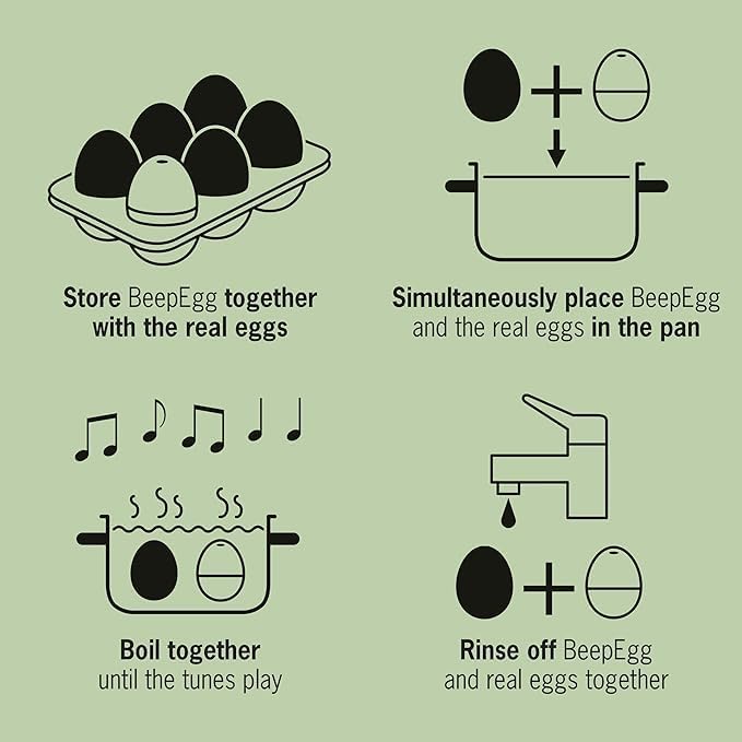 XOXO BeepEgg – Egg Timer for Boiling Eggs – Musical Egg Cooker for Soft, Medium, Hard Boiled Eggs – Food Safe – Singing Floating Egg Timer – Egg Cooker for 3 Levels of Doneness - Brainstream