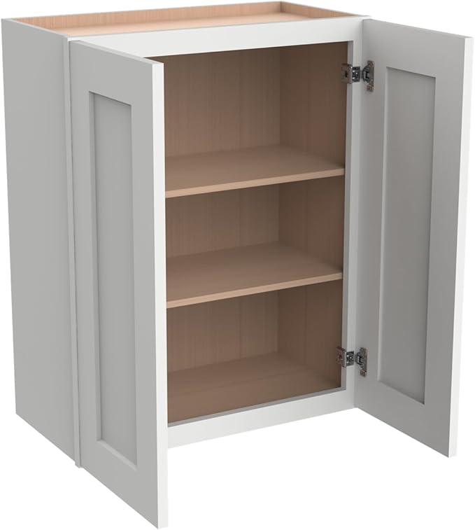 Wall-Mounted Cabinet – Solid Wood Shaker Style Medicine Cabinet with Adjustable Shelves & Soft-Close Doors for Bathroom, Kitchen, and Office Storage (Origami White, 30" W x 12" D x 30" H)