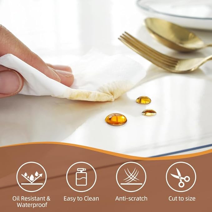 Warmstar Clear Table Cover Protector 36 x 48 Inch,1.5mm Thick Plastic Table Cover Rectangle,PVC Clear Table Protector,Desk Protector Mat for Kitchen, Dresser, Writing Desk，Dining Room Table