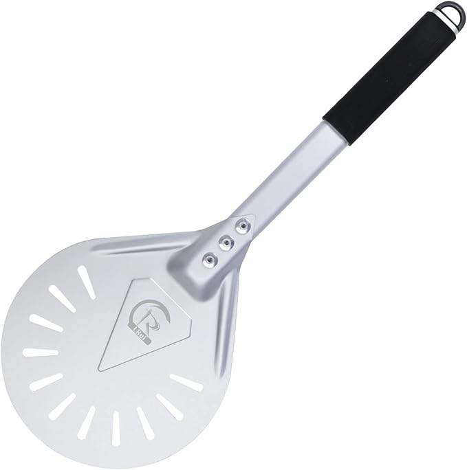 LRUI Turning Pizza Peel with 8" Aluminum Round Pizza Paddle,20.5" Overall, Outdoor Pizza Oven Accessories.