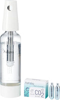 Portable Sparkling Water Maker - Travel Soda Maker for Home & Outdoor, 1L Carbonating Bottle, 10 pcs CO2 Cylinders, Compact Carbonated Water Machine for Flavored Drinks, Soda Machine (White)