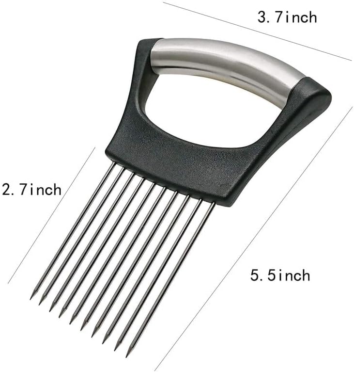 2025 Upgraded Onion Slicer, Onion Holder Chopper for Slicing, Chopper Slicer Assistant Tool, Cutter for Slicing of Meat, Potato, Tomato Kitchen Gadgets (2, Black)