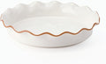 SIDUCAL Pie Pan for Baking 10.5 inch,NonStick Reusable Ceramic Pie Plate with Ruffled Edge,Dishwasher and Oven Safe,Deep Dish Pie Pan for Apple Pie,Quiche,Pot Pies, Tart, etc（White）