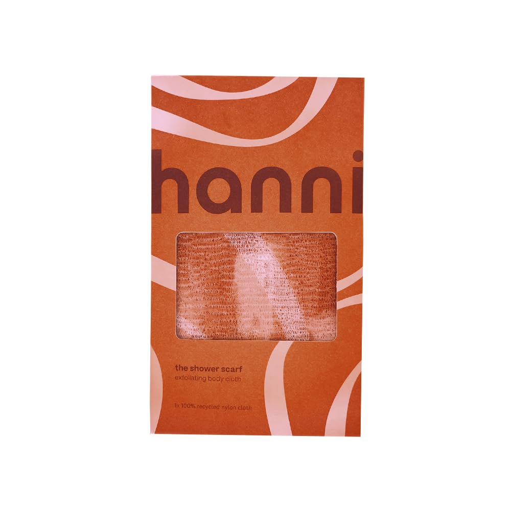 HANNI Extra-Long Shower Scarf, Japanese-Inspired Exfoliating Body Scrubber, Loofah-Like Wash Cloth for Dead Skin Removal