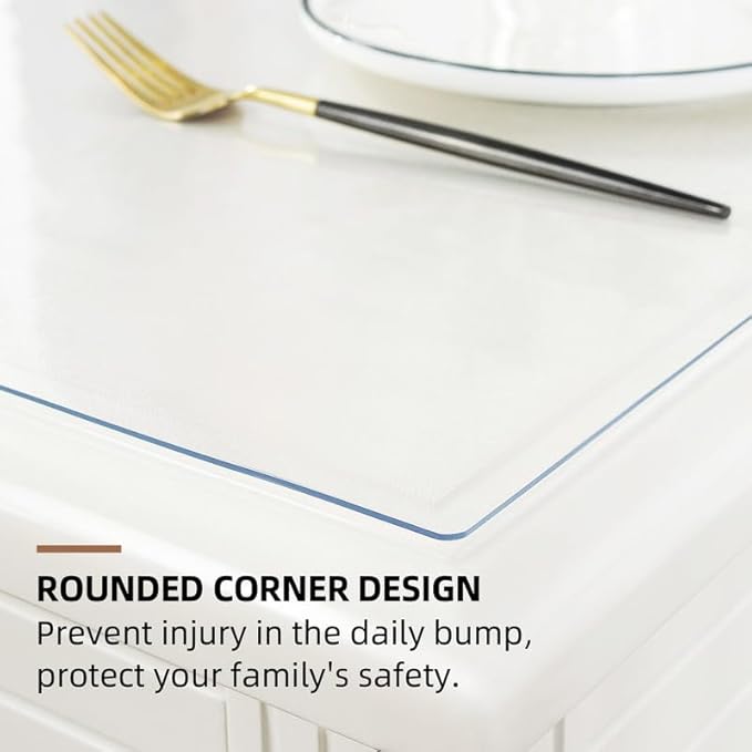 Warmstar Clear Table Cover Protector 30 x 30 Inch,1.5mm Thick Plastic Table Cover Rectangle,PVC Clear Table Protector,Desk Protector Mat for Kitchen, Dresser, Writing Desk，Dining Room Table