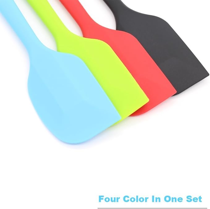 4-Piece Silicone Spatula, Heat-Resistant Non-stick Rubber Spatulas with Stainless Steel Core