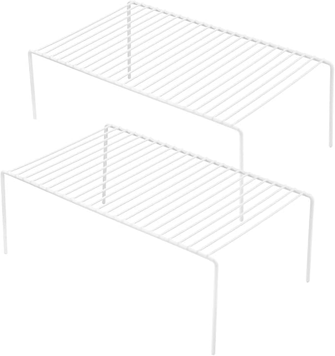 Cabinet Storage Shelf Rack Set of 2, Medium (13 x 9.4 inch) Rustproof Metal Wire Kitchen Cabinet Organizer and Storage, Cupboard Spice Shelf Rack for Plate, Dish, Counter & Pantry Organization