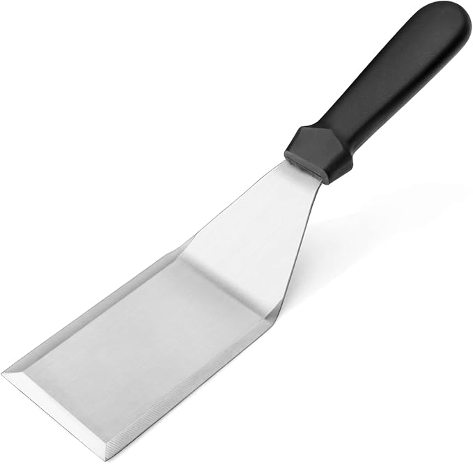 New Star Foodservice 36152 Plastic Handle Heavy Duty Hamburger Turner/Spatula with Cutting Edge, 11.5-Inch, Black