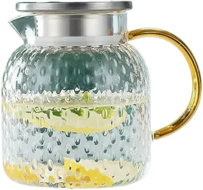 Water Pitcher Glass Water Pitcher with Filter Lid and Pouring Spout Heat Resistant Glass Carafe for Hot Cold Beverages Homemade Ice Tea Bottle Iced Tea Carafe(1L)