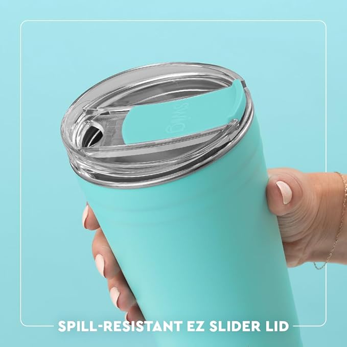 Swig Life 24oz Party Cup, Stackable Insulated Travel Coffee Tumbler with EZ Slider Lid, Cup Holder Friendly Travel, Stainless Steel 24 oz Tumbler, Reusable Mug (Rally Ready)
