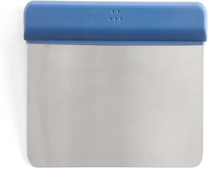 Misen Stainless Steel Bench Scraper - Versatile Food Scraper with Walnut Handle - Ideal for Kitchen, Pastry & Dough - Durable Cutting Board Scraper Tool for Effortless Transfer into Pots & Pans - Blue