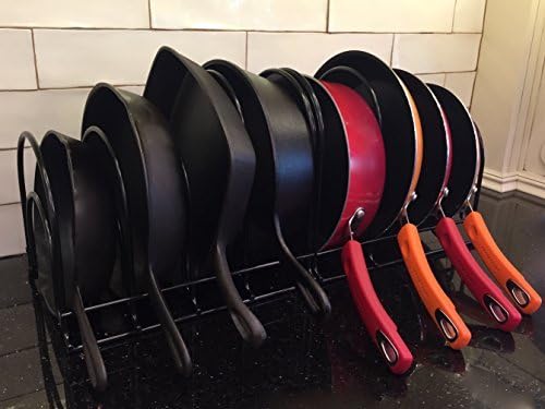 Heavy-Duty Pots and Pans Organizer | 5-Tier Cookware & Lid Storage Rack | Free-Standing or Wall-Mount | Kitchen Organizer for Cast Iron Skillets, Pots, Frying Pans, Lids | Chrome