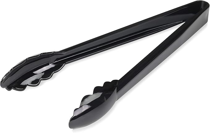 New Star Foodservice 35513 Utility Tong, High Heat Plastic, Scalloped, 12 inch, Set of 12, Black