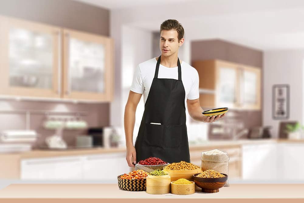 DUSKCOVE 12 Pack Plain Bib Aprons with 2 Pockets - Green Unisex Commercial Apron Bulk for Kitchen Cooking Restaurant BBQ Painting Crafting