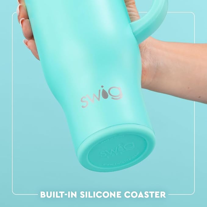 Swig Life 30oz Mega Mug, 30 oz Tumbler with Handle and Straw, Cup Holder Friendly, Dishwasher Safe, Extra Large Insulated Tumbler, Stainless Steel Water Bottle (Caliente)