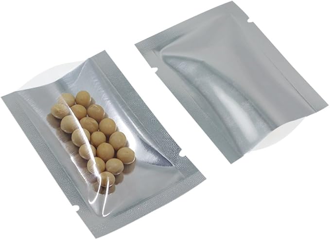 Silver Aluminum Foil Pouch Heat Seal Plastic Open Top Vacuum Packaging Mylar Bag Food Small Sample Mylar Storage (200, 10x15cm(3.9x5.9 inch))