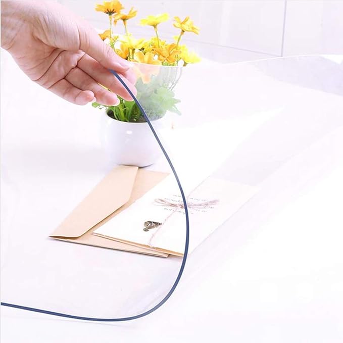 NECAUX Custom 36 x 115 Inch Clear Table Cover Protector, 1.5mm Thick Wood Grain Transparent Table Pad Non-Slip Tablecloth Protector for Plastic Protective Dining Table Meeting Table Conference Table