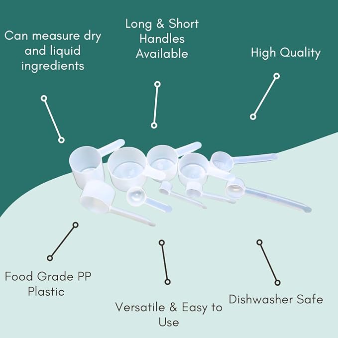 6.5 mL (6.5 CC) Long Handle Scoop for Measuring Coffee, Pet Food, Grains, Protein, Spices and Other Dry Goods (Pack of 25)