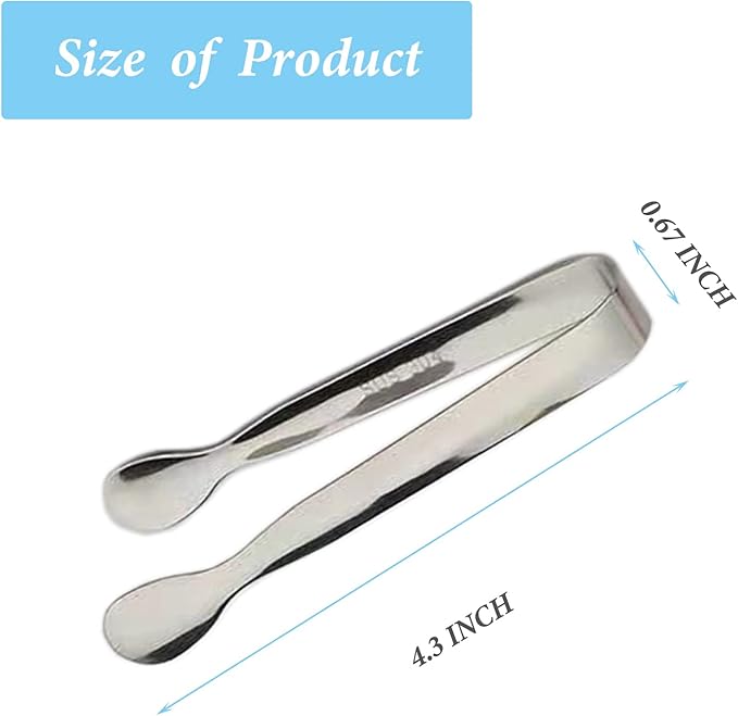 6PCS Ice Tongs Mini Sugar Tongs 4.25Inch Stainless Steel Small Serving Tong, Tiny Kitchen Tong for Appetizers,Tea Party, Coffee Bar, Desserts by Sunenlyst (Silver)