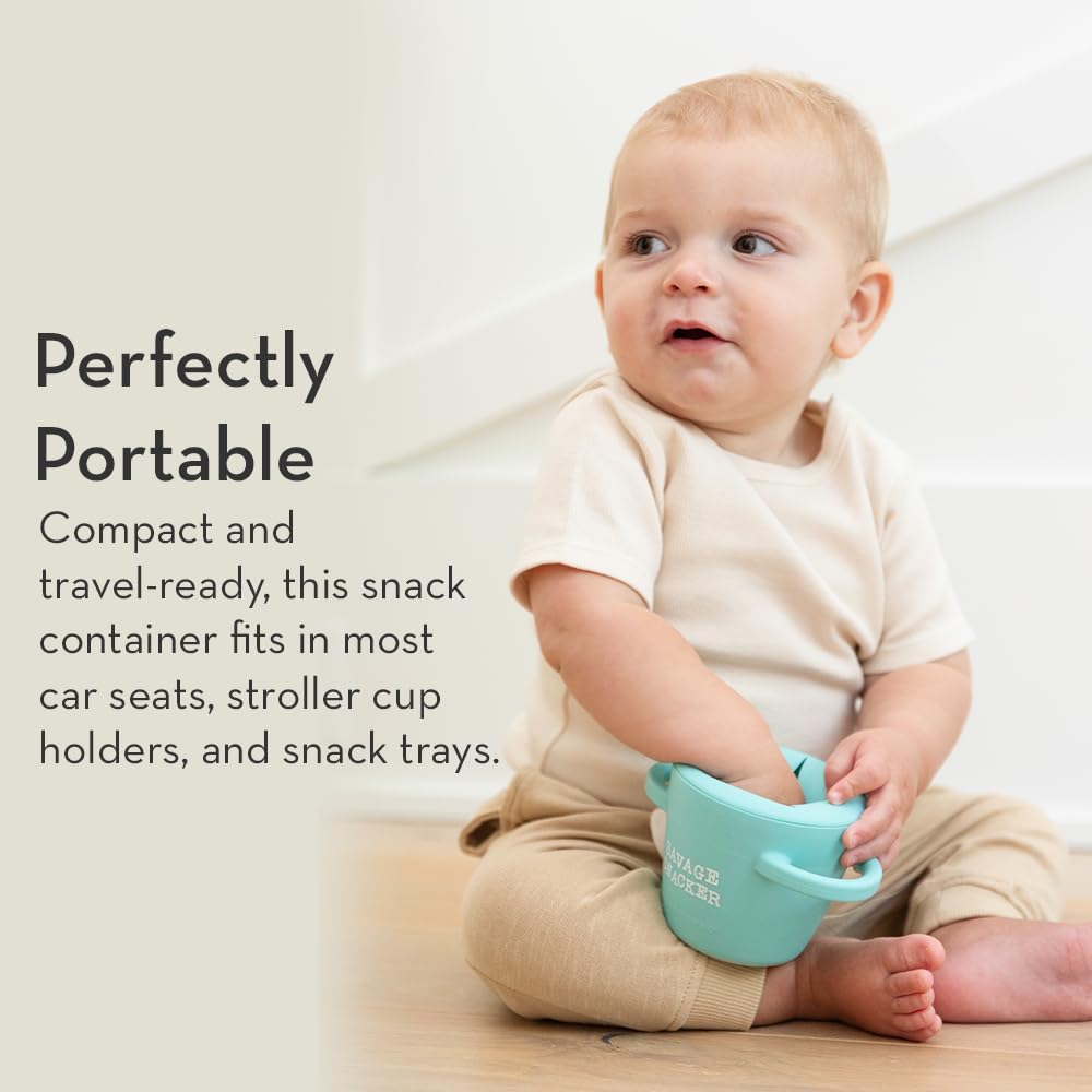 Snack Cups for Toddlers by Bella Tunno, Set of 2 Silicone Spill Proof Food Containers with Lids, Babies & Kids 6-12 Months, Love First Bite & Snack Queen