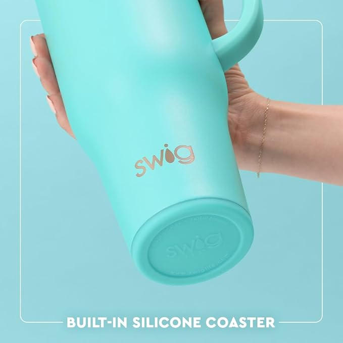 Swig Life 40oz Mega Mug, 40 oz Tumbler with Handle and Straw, Cup Holder Friendly, Dishwasher Safe, Extra Large Insulated Tumbler, Stainless Steel (Oh Happy Day)