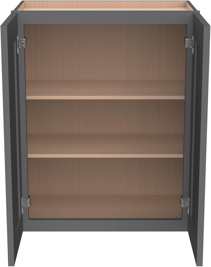 Wall-Mounted Cabinet – Solid Wood Shaker Style Medicine Cabinet with Adjustable Shelves & Soft-Close Doors for Bathroom, Kitchen, and Office Storage (Pebble Gray, 39" W x 12" D x 42" H)