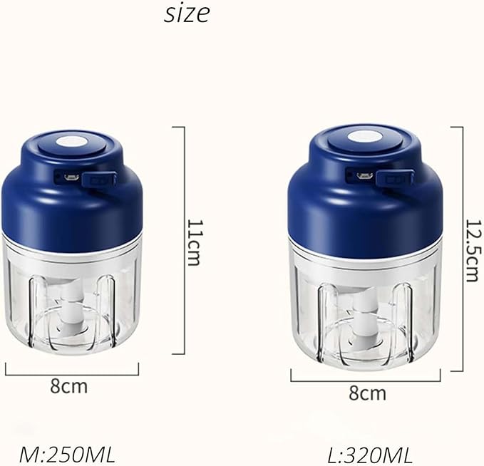 Electric Garlic Chopper, Mini Portable Veggie Cutter with 4/6 Stainless Steel Blades, Portable Wireless Rechargeable Mini Electric Garlic Food Chopper for Garlic, Onion, Chili, Nuts (Green,320ML)
