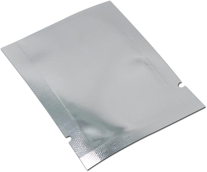 Silver Aluminum Foil Pouch Heat Seal Front Window Plastic Mini Open Top Flat Vacuum Packaging Mylar Bag Food Small Sample Mylar Storage with Tear Notch (1000, 9x13cm(3.5x5.1 inch))