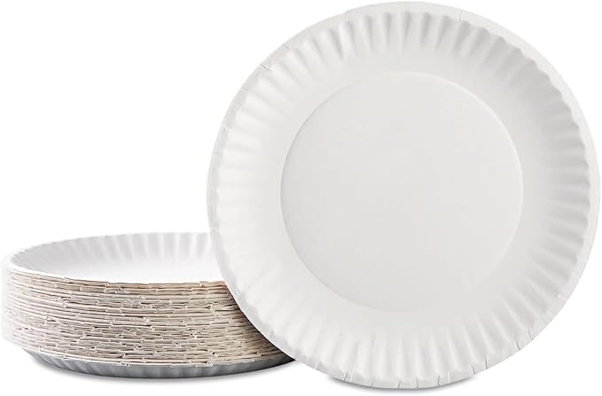 Bluetable 9 Inch Paper Plates Bulk – 500 Count - Uncoated White 9” Dinner Plate Pizza Plate Decorative Craft Paper Plates Disposable Plates [500 Pack/Case]