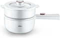 Bear Hot Pot Electric with Steamer, 1.6L Rapid Noodles Cooker, Mini Pot, Non-Stick Frying Pan for Steak, Ramen, Egg, Oatmeal, Soup with Power Adjustable