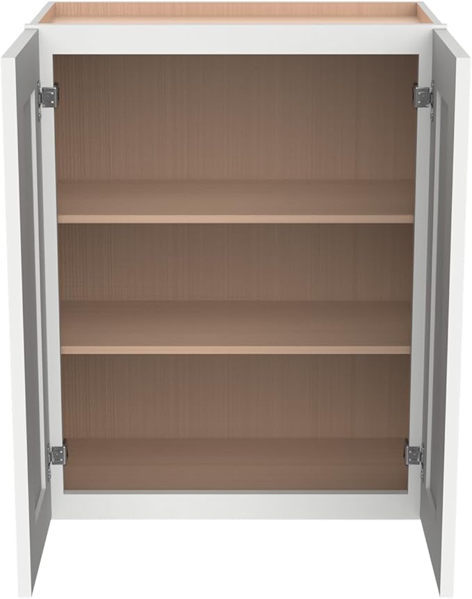 Wall-Mounted Cabinet – Solid Wood Shaker Style Medicine Cabinet with Adjustable Shelves & Soft-Close Doors for Bathroom, Kitchen, and Office Storage (Origami White, 30" W x 12" D x 36" H)