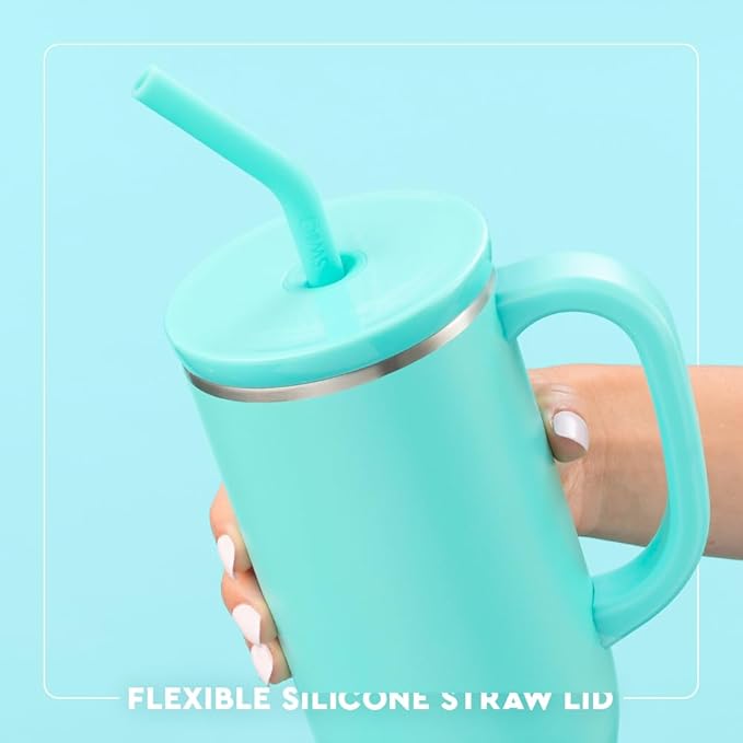 Swig Life 30oz Mega Mug, 30oz Tumbler with Handle and Straw, Large Insulated Tumblers, Cup Holder Friendly Travel Mug, Stainless Steel 30 oz Tumbler, Reusable Insulated Water Bottle (Bubbly)
