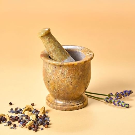 Mini Mortar Pestle Set, Kitchen Tools, Kitchen Countertop Decor, Grinding, Crushing, Herbs, Garlic, Nuts, Spices, Rustic Style, Handcrafted, Made from Soapstone, Natural Beige