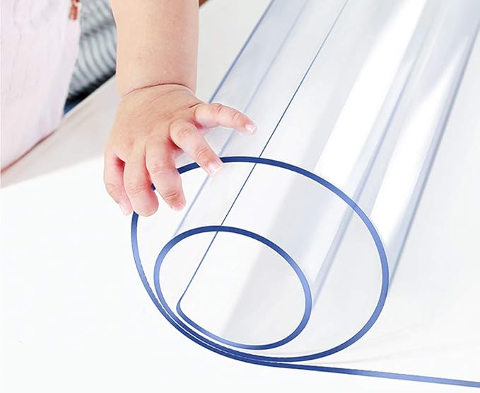 Clear PVC Tablecloth Protector Plastic Wipeable Heat Resistant Vinyl PVC Desk Top Pad Cover for Kitchen Dining Room Furniture End Table Rectangle Oblong Rectangular Tables Mat Good for 48x84 inch