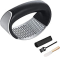 Stainless Steel Garlic Smash, Press Rocker Mincer/ Crusher/ Chopper with Peeler and Scraper Brush